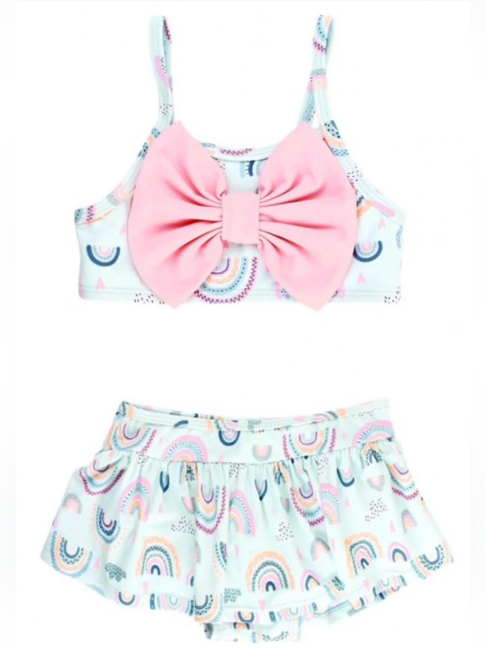 RuffleButts Chase the Rainbow Bikini Swimsuit with Bow